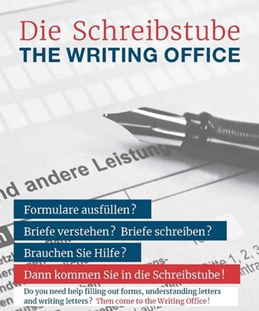 Bild Schreibstube Formular mit Füllhalter und Hinweise auf die Schreibstube